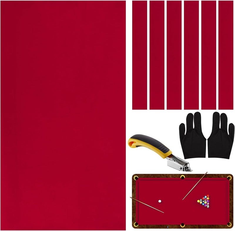 STRONGBERRY Pre-Cut Pool Table Felt Replacement Kit - 8ft Billiard Cloth w/Gloves, Strips & Tools, Felt for Pool Tables - Image 1